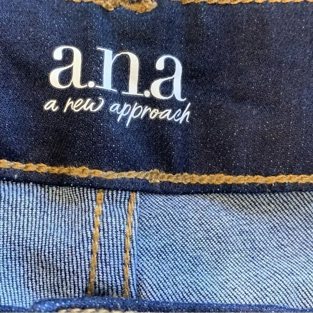 ANA Mid-Rise Curvy Skinny Jeans Dark Denim Rinse Color Size 24W